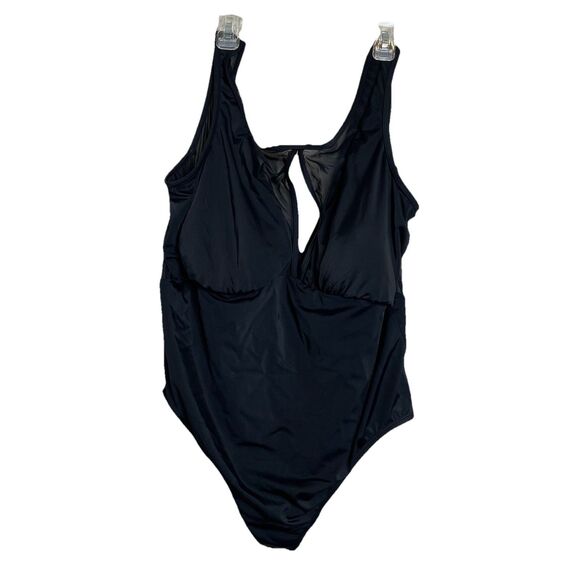 Time and Tru Swimsuit Women's Plus Sz 2X 20W-22 Black One Piece Center Cut Mesh - Picture 1 of 3